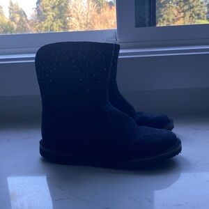 Kids' Blue Suede Boots with Studded Design